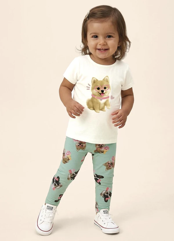 Malwee Kids - Conjunto Spitz Alemão com Glitter Off White