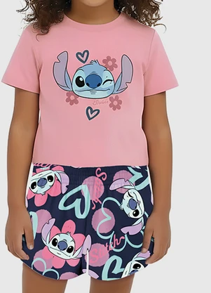 Malwee Kids - Conjunto Stitch® com Glitter Rosa Claro - MALWEE KIDS