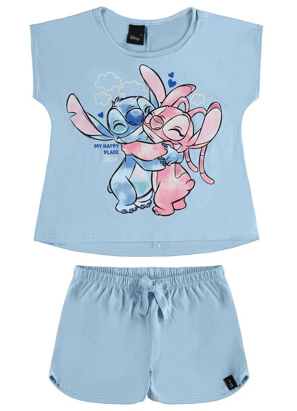 Malwee Kids - Conjunto Stitch My Happy Place Menina Azul Claro
