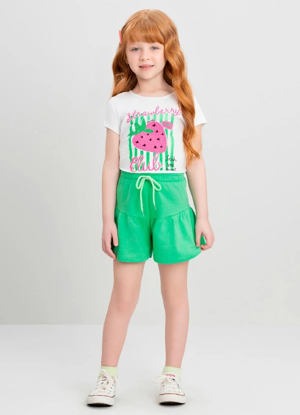 Quimby - Conjunto Strawberry Club Infantil Quimby Branco
