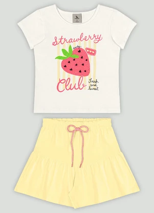 Conjunto Strawberry Club Infantil Quimby Branco - QUIMBY