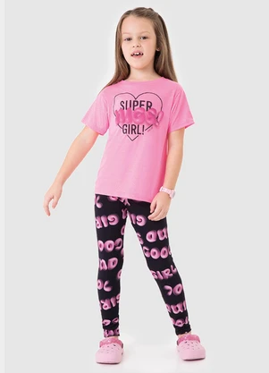 Malwee Kids - Conjunto Super Nice! Girl! com Glitter Rosa - MALWEE KIDS