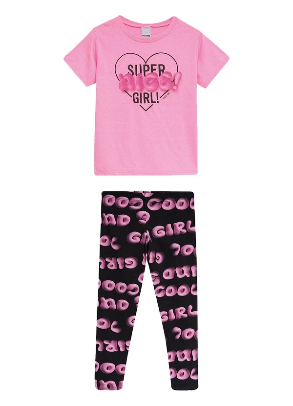 Malwee Kids - Conjunto Super Nice! Girl! com Glitter Rosa 2