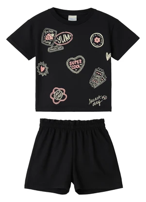 Malwee Kids - Conjunto Sweet Day Texturizado Preto - MALWEE KIDS