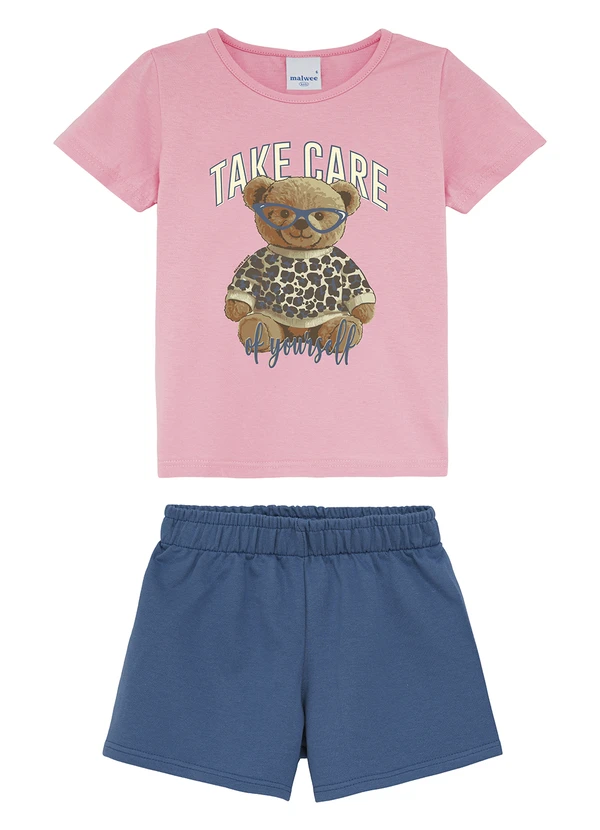 Malwee Kids - Conjunto Take Care com Ursinho Rosa