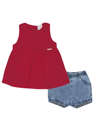 Pulla Bulla - Conjunto Tecido Laise Vermelho - PULLA BULLA