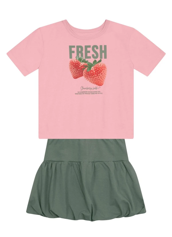 Brandili - Conjunto Teen Menina de Morango Rosa