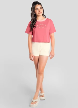Brandili - Conjunto Teen Menina em Meia Malha Rosa - BRANDILI