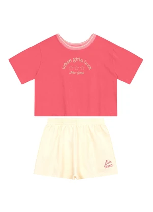 Brandili - Conjunto Teen Menina em Meia Malha Rosa - BRANDILI