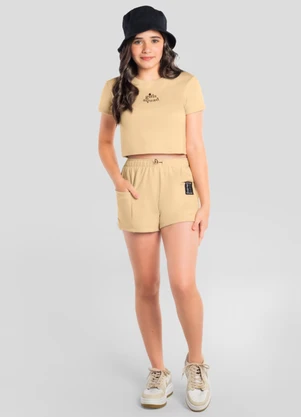 Brandili - Conjunto Teen Menina em Moletinho Bege - BRANDILI