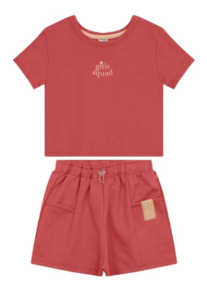 Brandili - Conjunto Teen Menina em Moletinho Rosa - BRANDILI