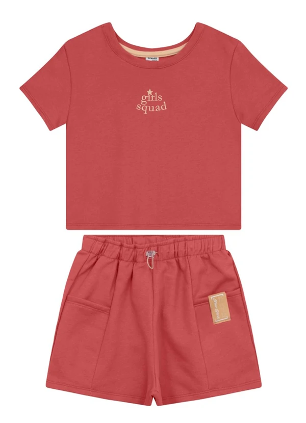 Brandili - Conjunto Teen Menina em Moletinho Rosa