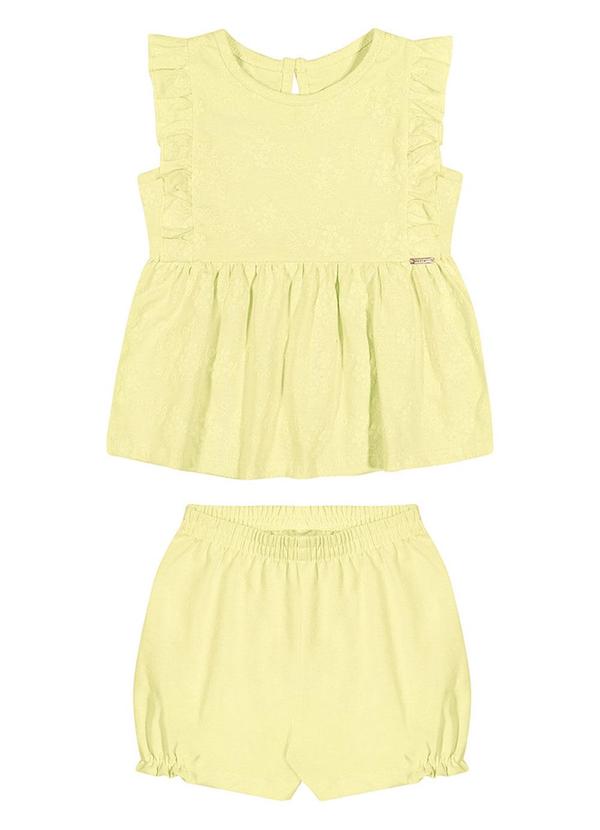 Alenice - Conjunto Texturizado com Babado Menina Amarelo