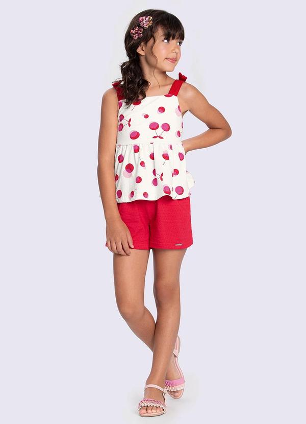 Alakazoo - Conjunto Texturizado com Estampa Cereja Rosa