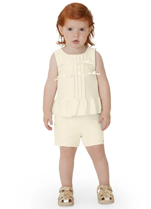 Carinhoso - Conjunto Texturizado com Laços Branco - CARINHOSO
