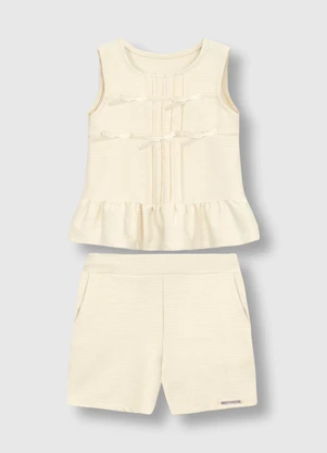 Carinhoso - Conjunto Texturizado com Laços Branco - CARINHOSO