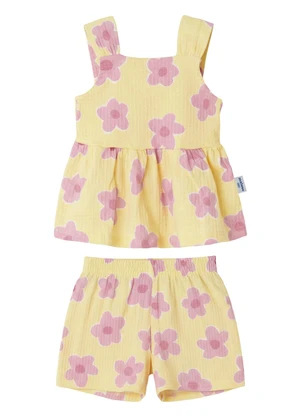 Malwee Kids - Conjunto Texturizado Floral Evasê Amarelo  - MALWEE KIDS