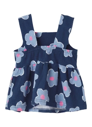 Malwee Kids - Conjunto Texturizado Floral Evasê Azul Marinho - MALWEE KIDS