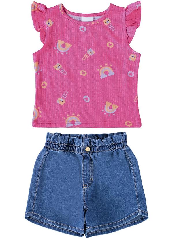 Malwee Kids - Conjunto Texturizado Menina Rosa Escuro