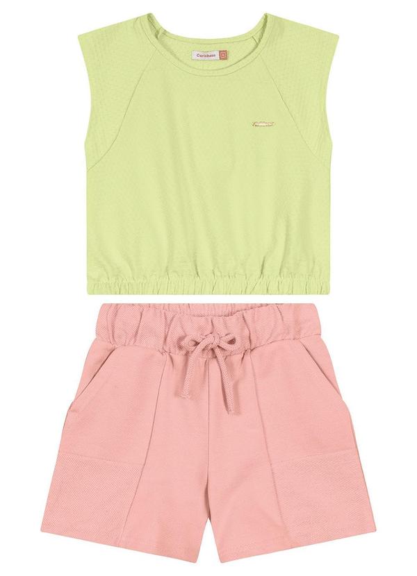 Carinhoso - Conjunto Texturizado Menina Verde Limão