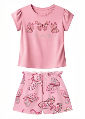 Carinhoso - Conjunto Time To Fly com Lantejoulas Rosa - CARINHOSO