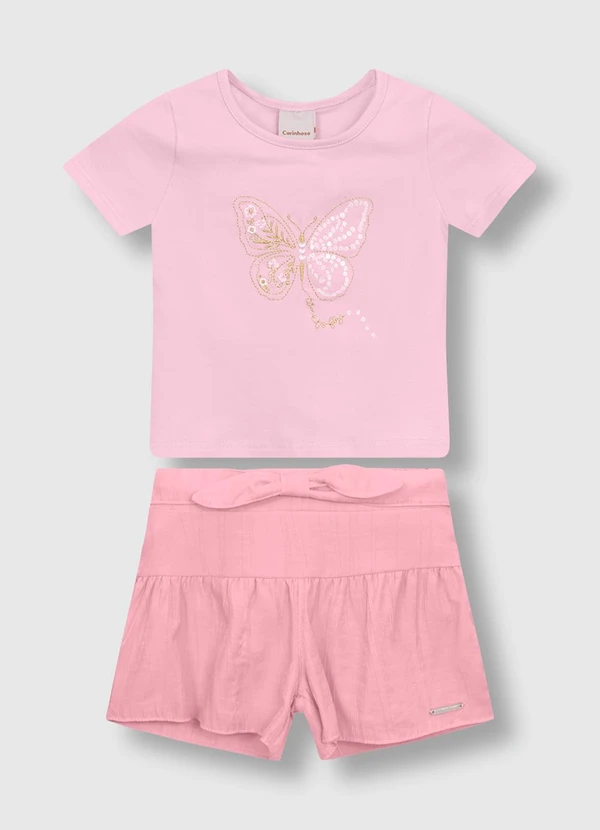 Carinhoso - Conjunto Time To Fly com Lantejoulas Rosa