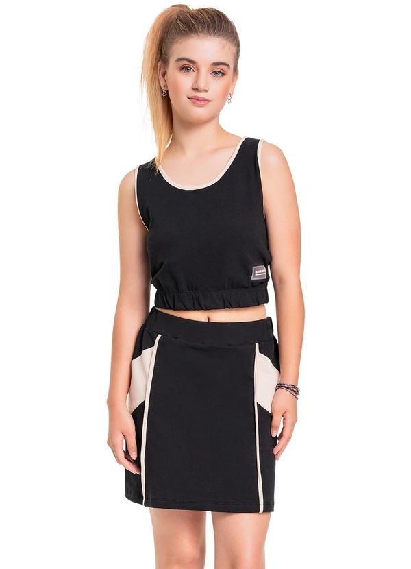 Gloss - Conjunto Top Cropped e Saia Juvenil Preto