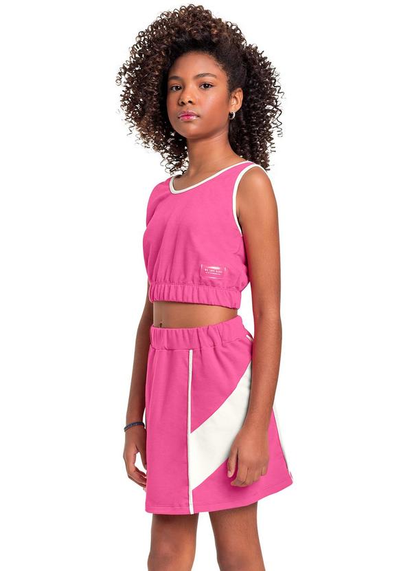 Gloss - Conjunto Top Cropped e Saia Juvenil Rosa