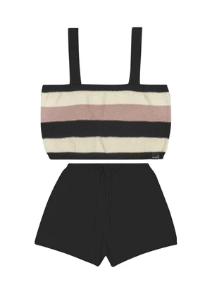 Gloss - Conjunto Top Cropped e Short Juvenil Preto - GLOSS