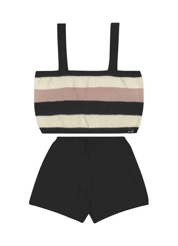 Gloss - Conjunto Top Cropped e Short Juvenil Preto 2