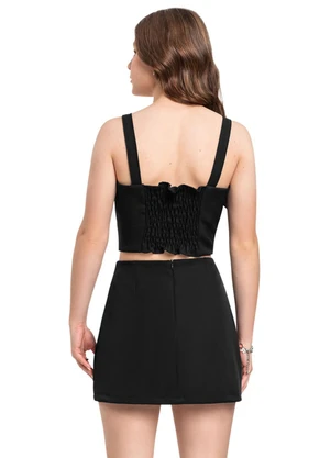 Conjunto Top e Saia em Alfaiataria Gloss Preto - GLOSS