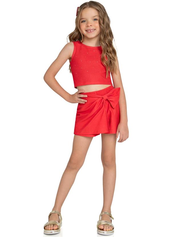 Marlan - Conjunto Top e Short-Saia Molecotton Vermelho