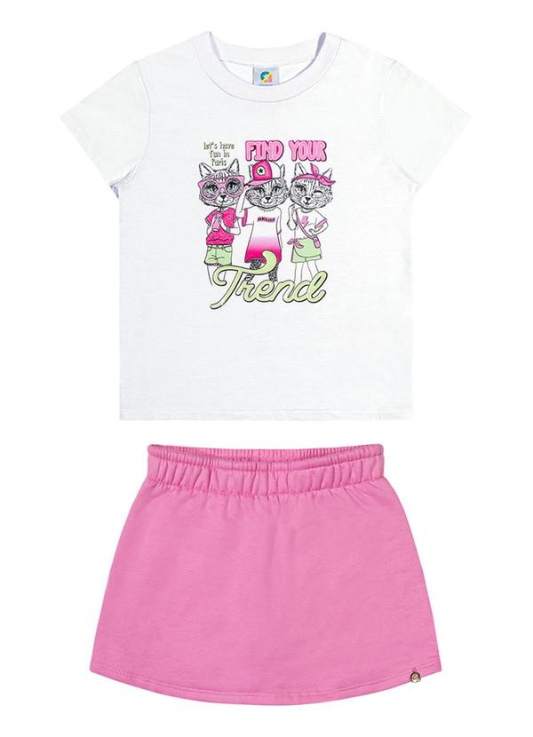 Alenice - Conjunto Trend Cats Menina Branco
