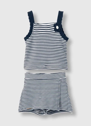 Carinhoso - Conjunto Tricot Listrado Azul Marinho - CARINHOSO