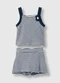 Carinhoso - Conjunto Tricot Listrado Taupe - variação: Azul Marinho