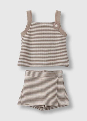 Carinhoso - Conjunto Tricot Listrado Taupe - CARINHOSO