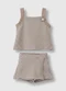 Carinhoso - Conjunto Tricot Listrado Taupe - variação: Taupe