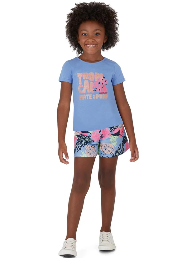 Malwee Kids - Conjunto Tropical com Glitter Azul
