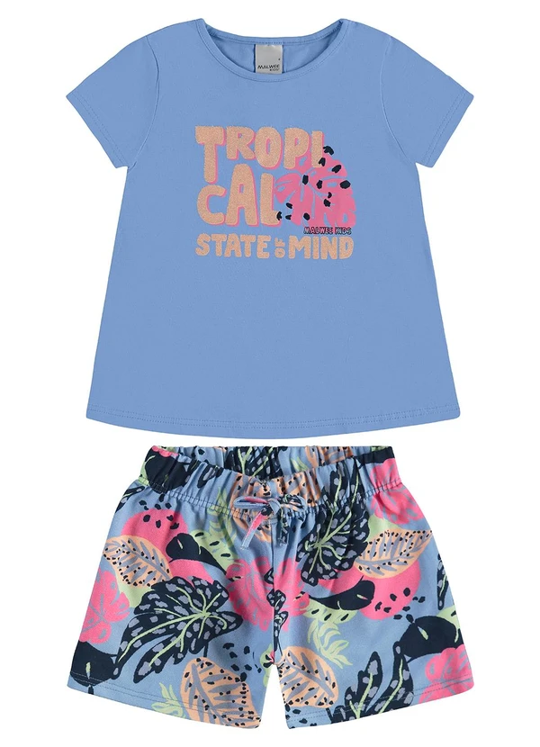 Malwee Kids - Conjunto Tropical com Glitter Azul 2