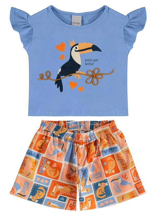 Malwee Kids - Conjunto Tucano com Glitter Azul