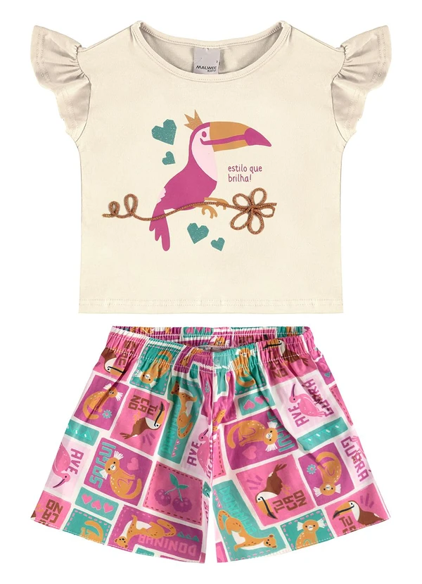 Malwee Kids - Conjunto Tucano com Glitter Off White