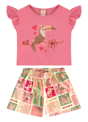 Malwee Kids - Conjunto Tucano com Glitter Rosê - MALWEE KIDS