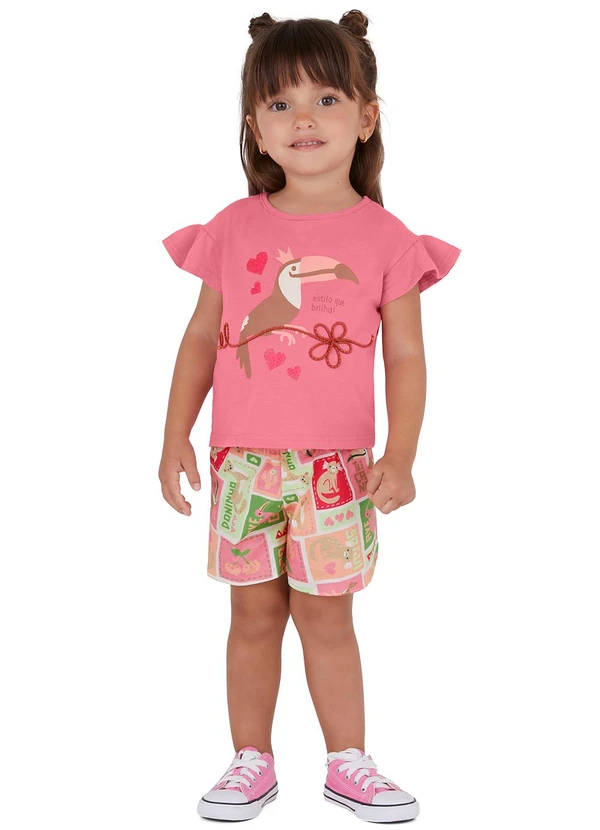 Malwee Kids - Conjunto Tucano com Glitter Rosê