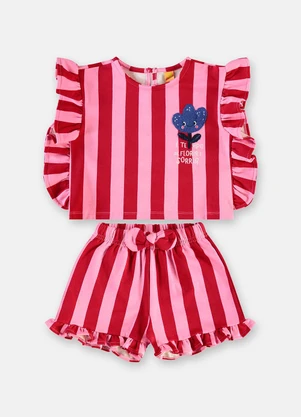 Três e Já - Conjunto Tulipa Bata Short Rosa - TRÊS E JÁ