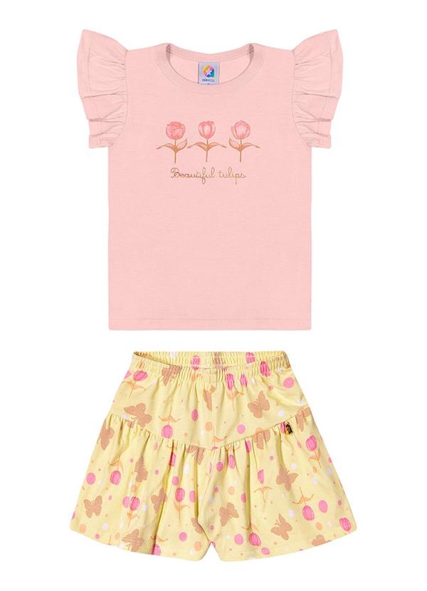 Alenice - Conjunto Tulipa com Babado Menina Rosa  2