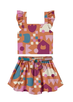 Malwee Kids - Conjunto Tulipas e Gatos Laranja - MALWEE KIDS