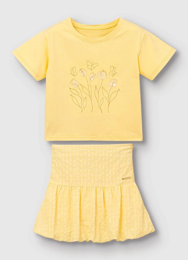 Carinhoso - Conjunto Tulipas em Anarruga Amarelo 2