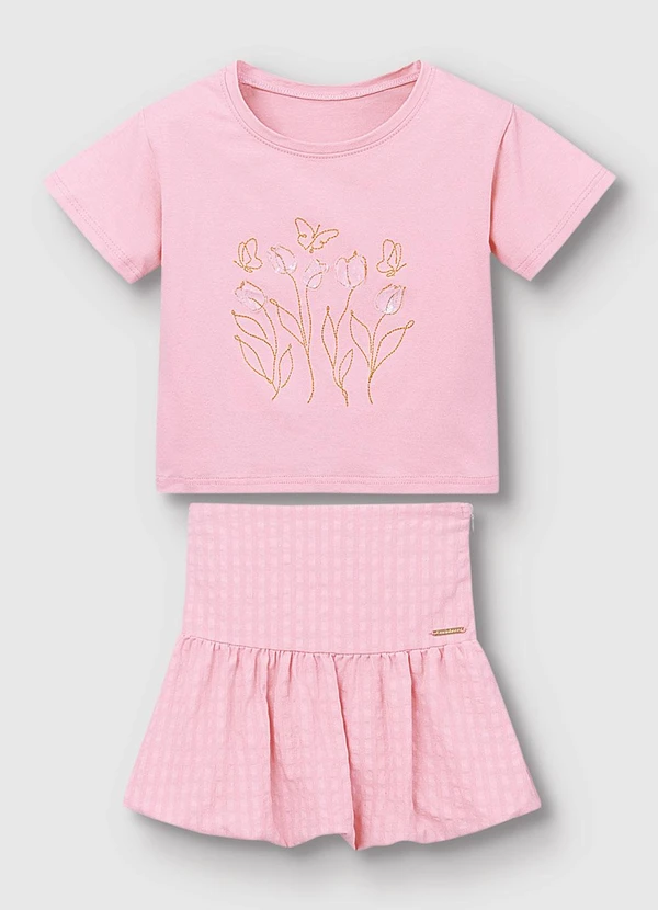 Carinhoso - Conjunto Tulipas em Anarruga Rosa Claro