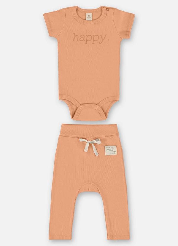 Up Baby - Conjunto Unissex Bebê Body e Calça Marrom