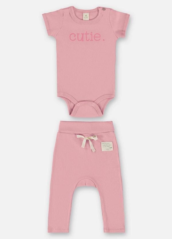 Up Baby - Conjunto Unissex Bebê Body e Calça Rosa